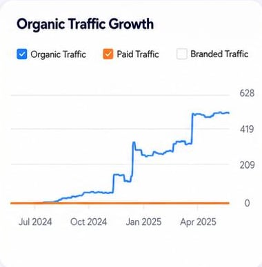Organic traffic growth chart for Bengal Ink Tattoo Studio, July 2024 to April 2025